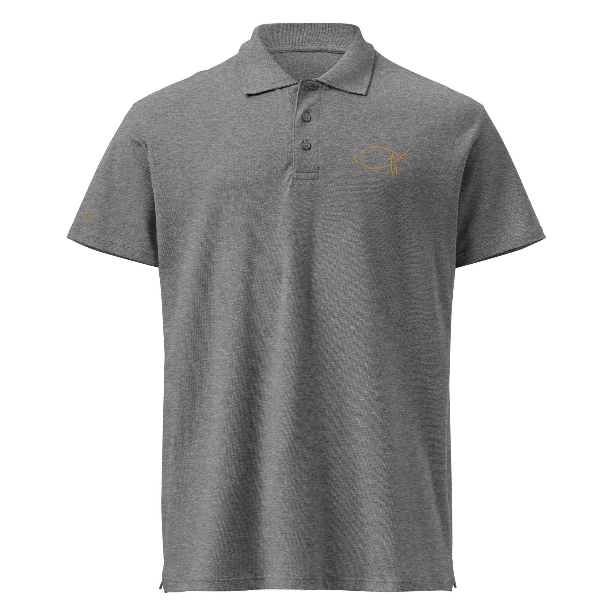 Christliches Polo Shirt für Männer mit gesticktem Ichthys Symbol – beloved.identity