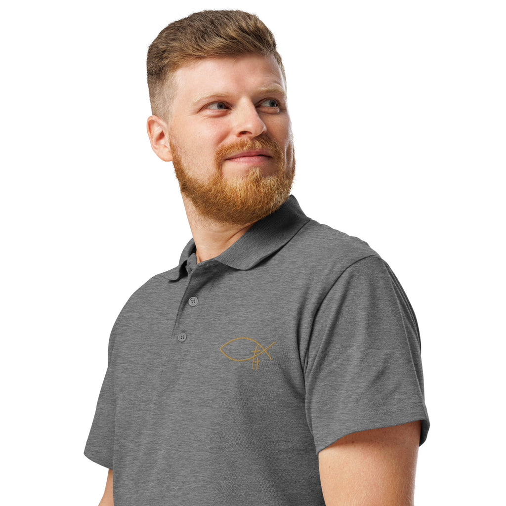 Christliches Herren Poloshirt aus gekämmter Baumwolle mit gesticktem Symbol. Zeitloses Faith Polo mit klassischem, elegantem Kragen –  deine Identität in Christus.