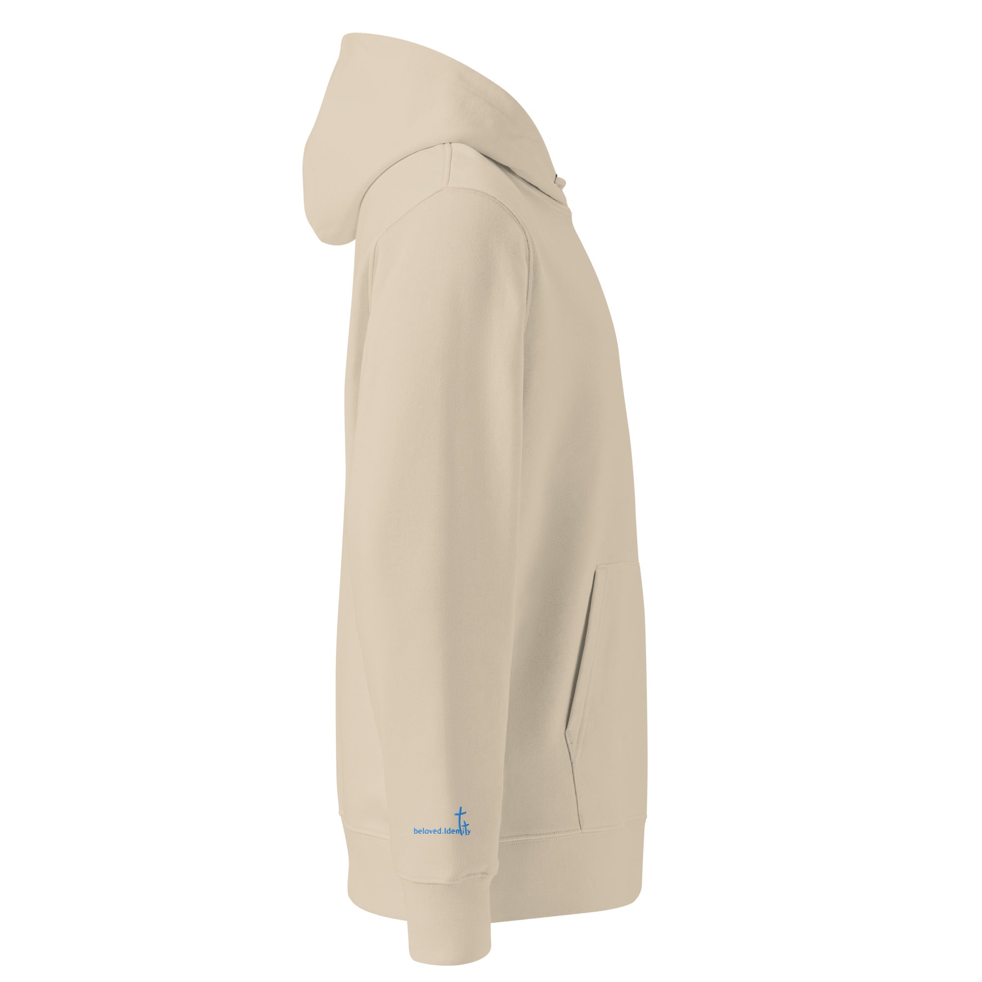 Christlicher Herren Hoodie aus schwerer Baumwolle mit gesticktem Symbol. Zeitloser Faith Hoodie – warm, hochwertig - Identität in Christus.