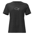 Christliches Damen T-Shirt mit minimalistischem Stick Logo. Zeitloses Faith Shirt aus hochwertiger Baumwolle –  Identität in Jesus Christus.