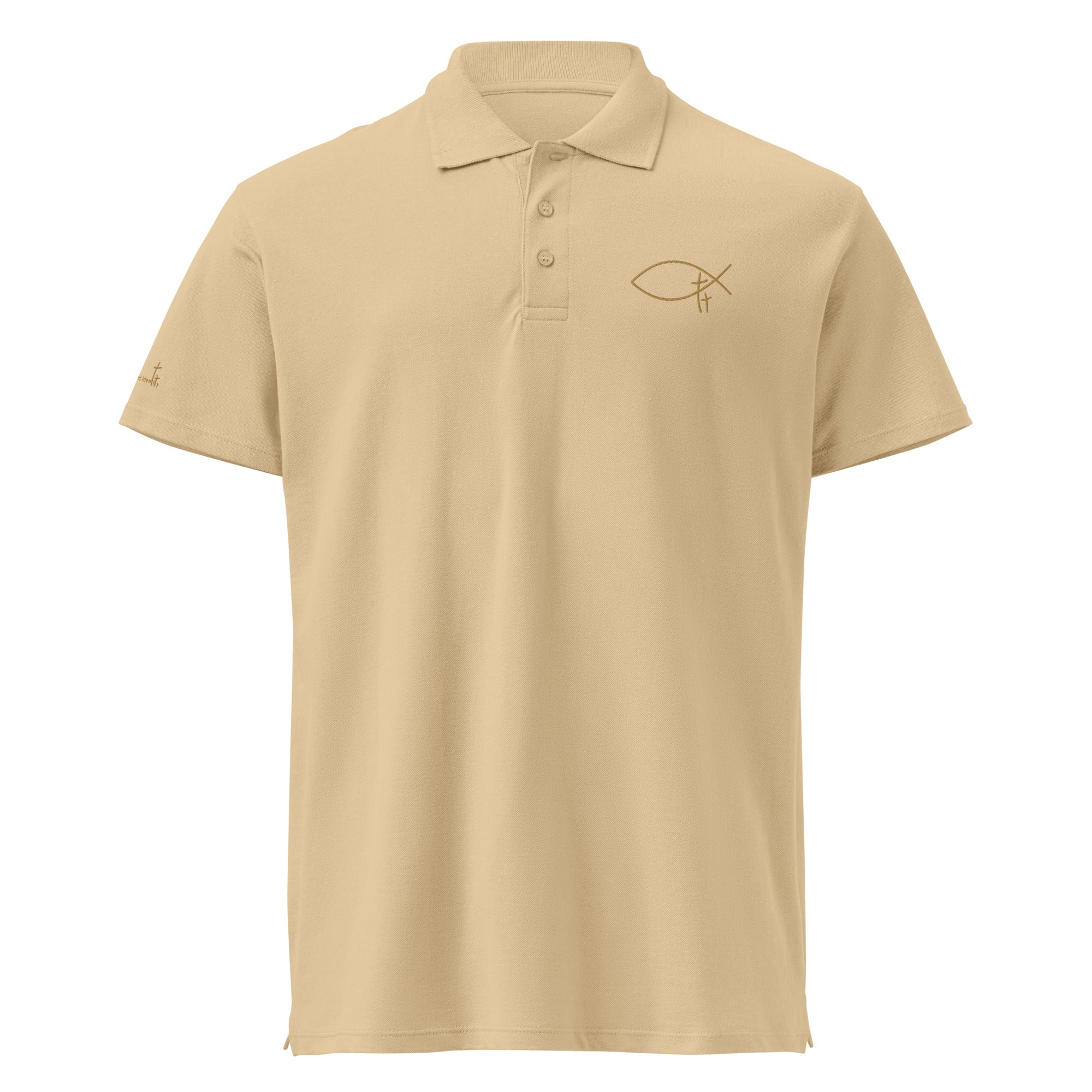 Detail der strukturierten Piqué Baumwolle des christlichen Polo Shirts