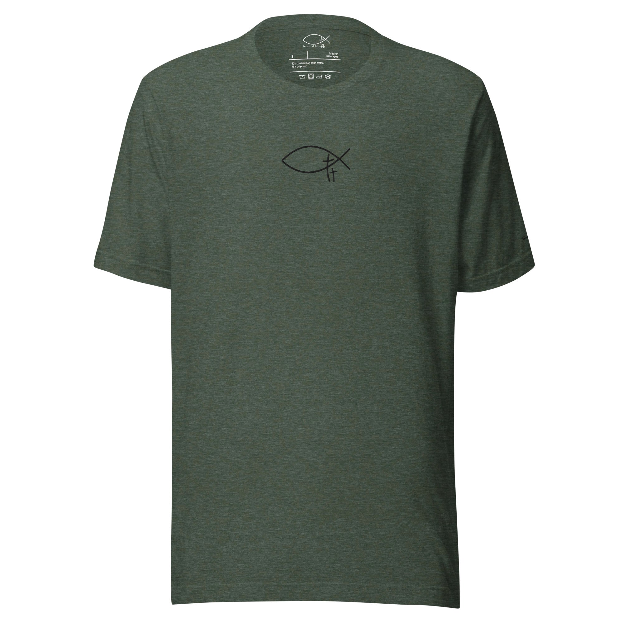 Christliches Herren T-Shirt mit minimalistischem Stick Logo. Hochwertiges Faith Shirt aus ringgesponnener Baumwolle – zeitlos, schlicht - deine Identität in Christus.