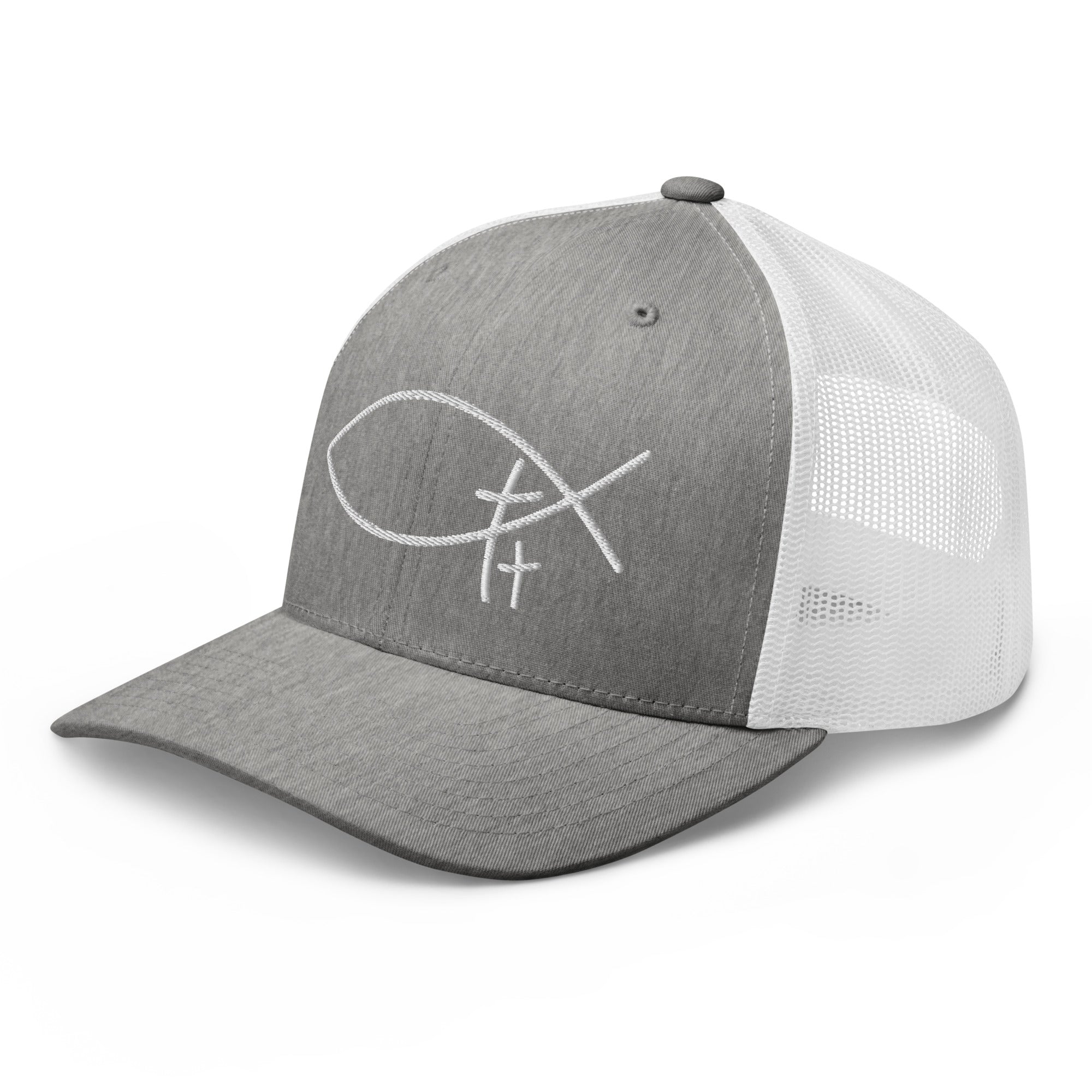 Minimalistische Trucker Cap mit hochwertiger 3D Logo Stickerei. Zeitlose Faith-Streetwear in Navy, Schwarz, Creme und Weiß. Bequem, atmungsaktiv und unisex.