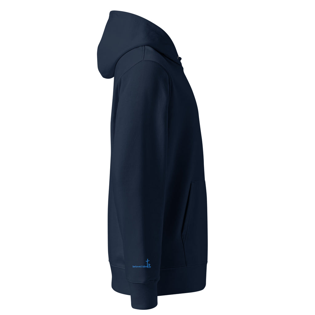 Christlicher Herren Hoodie aus schwerer Baumwolle mit gesticktem Symbol. Zeitloser Faith Hoodie – warm, hochwertig - Identität in Christus.