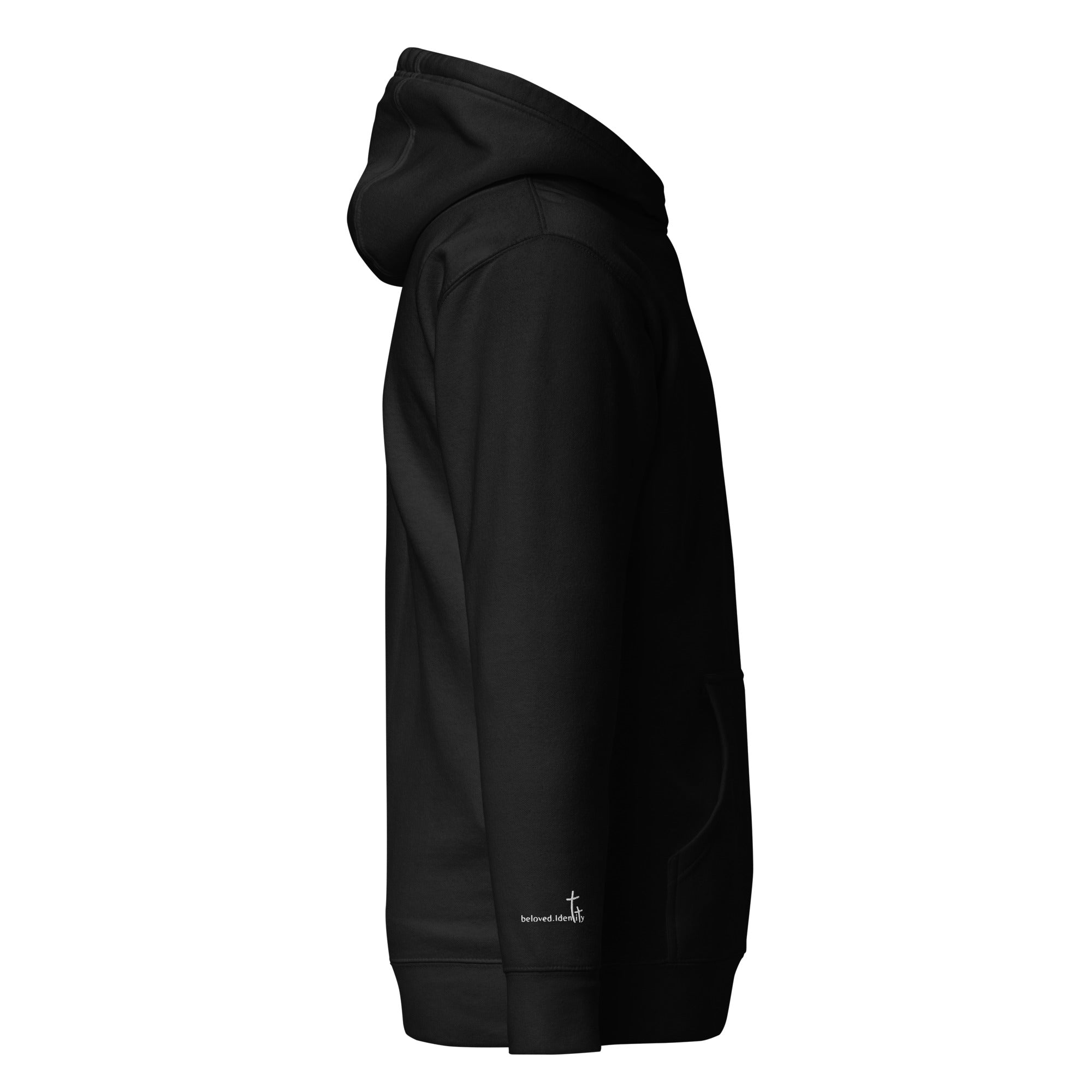 Christlicher Damen Hoodie mit minimalistischem Stick Logo. Weicher Faith Hoodie aus Baumwolle mit Kapuze und Tasche – inspiriert von Identität in Christus.