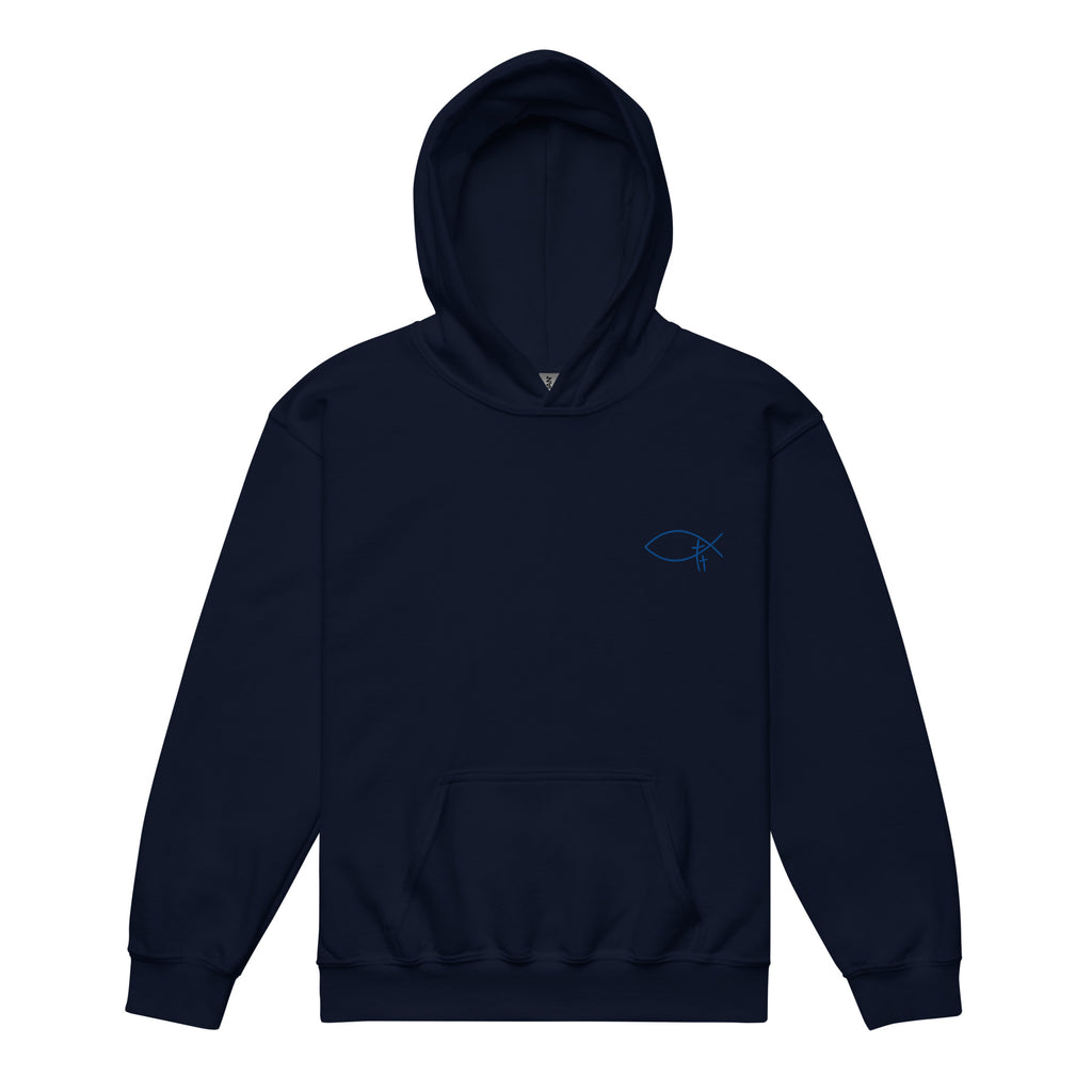 Christliche Kinderkleidung mit hochwertiger Stickerei. Minimalistische Kids Hoodies.