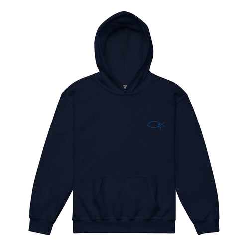 Christliche Kinderkleidung mit hochwertiger Stickerei. Minimalistische Kids Hoodies.