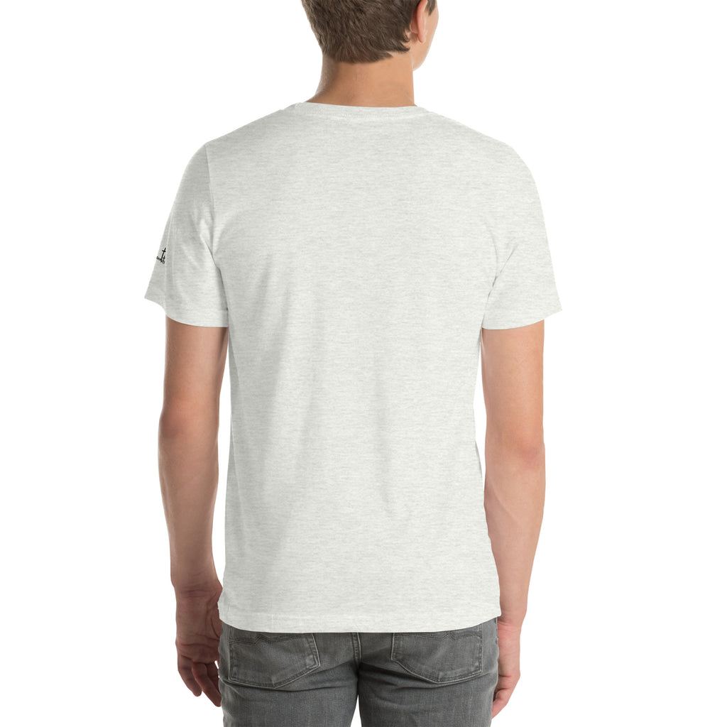 Christliches Herren T-Shirt mit minimalistischem Stick Logo. Hochwertiges Faith Shirt aus ringgesponnener Baumwolle – zeitlos, schlicht - deine Identität in Christus.