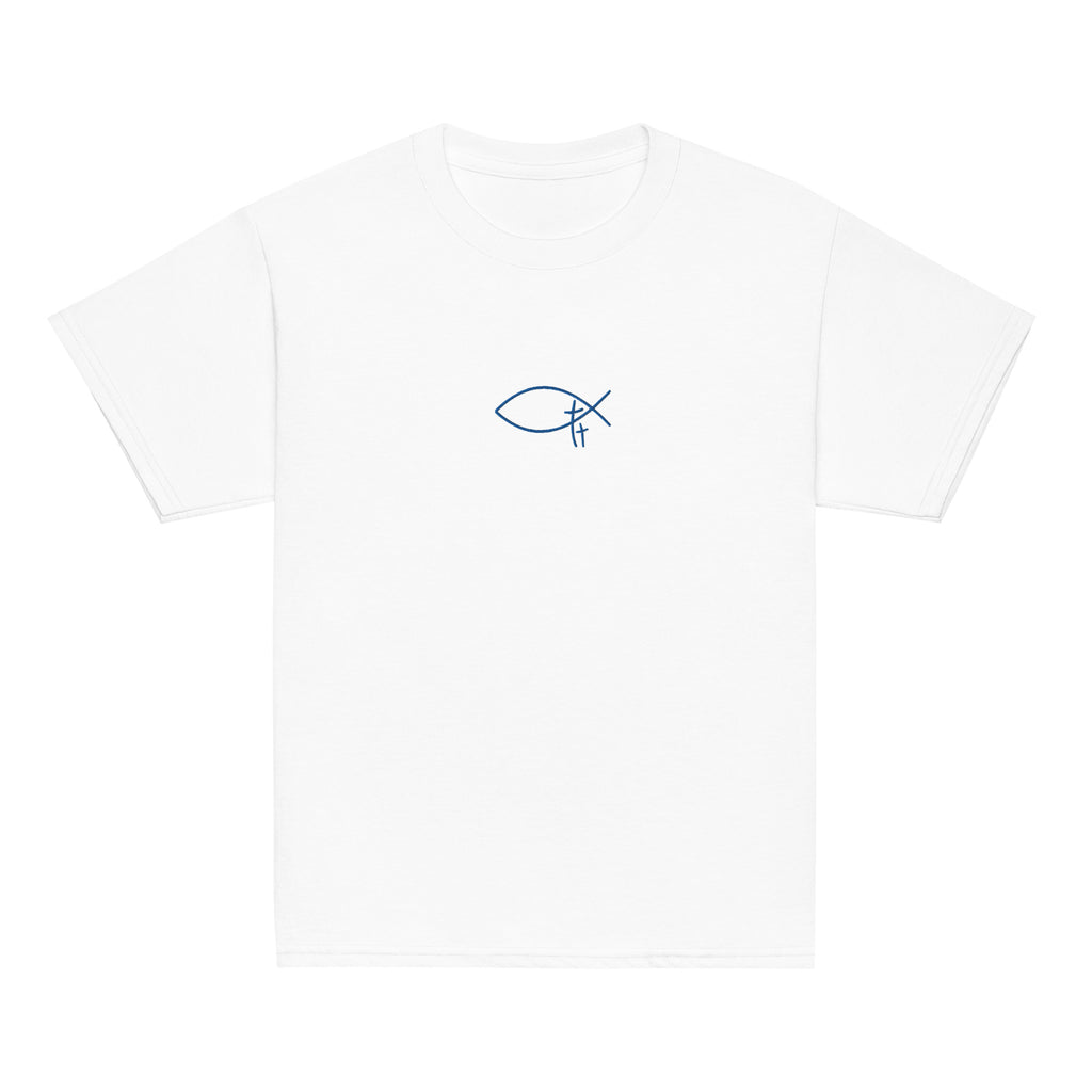 Christliche Kinderkleidung mit hochwertiger Stickerei. Minimalistische Kinder T-Shirts. Faith Streetwear beloved.Identity