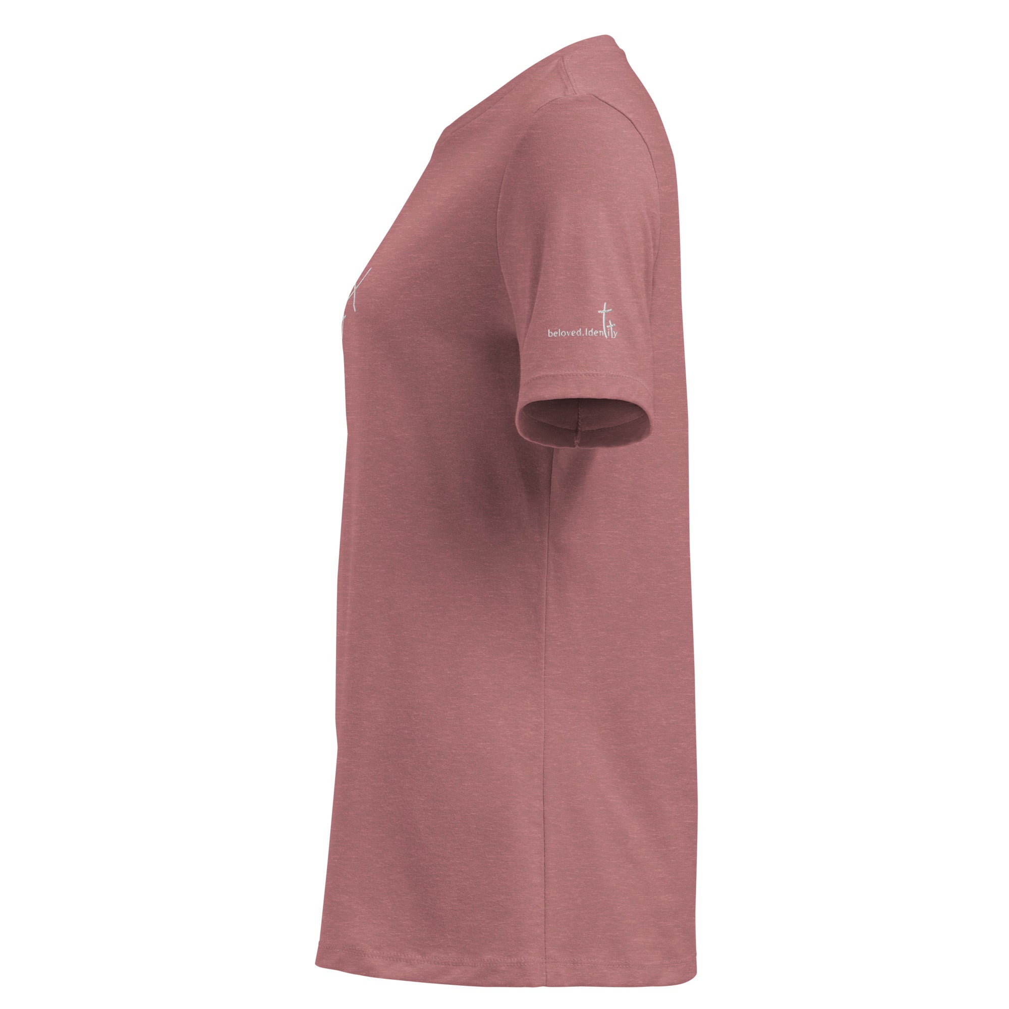 Christliches Damen T-Shirt mit minimalistischem Stick Logo. Zeitloses Faith Shirt aus hochwertiger Baumwolle – inspiriert von Identität in Jesus Christus.