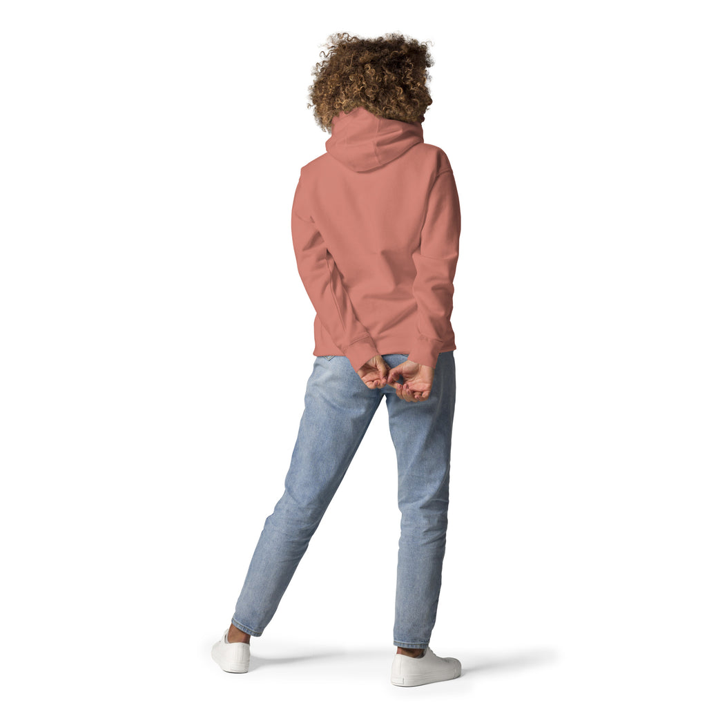 Christlicher Damen Hoodie mit minimalistischem Stick Logo. Weicher Faith Hoodie aus Baumwolle mit Kapuze und Tasche – deine  Identität in Christus.