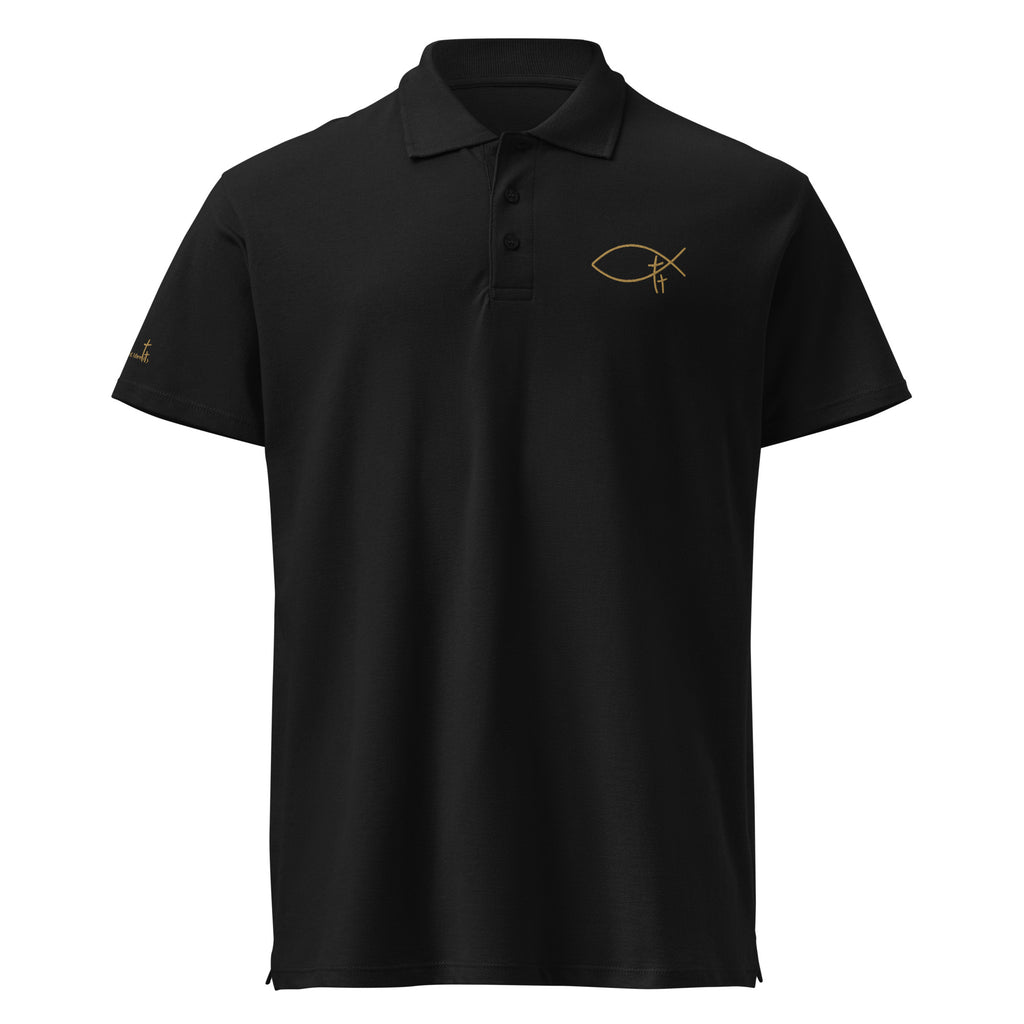Detail der strukturierten Piqué Baumwolle des christlichen Polo Shirts